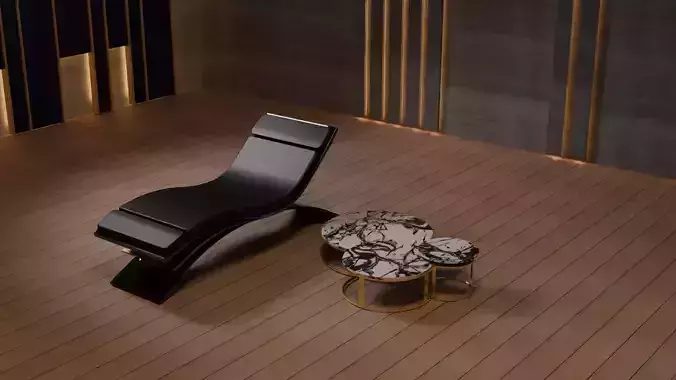 Italian Luxury Chaise Lounge and Coffee Table