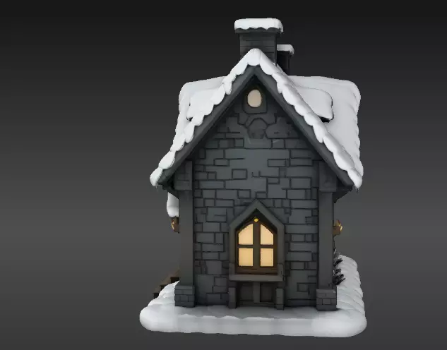 Cozy Winter Village House 3D Model Two Model Pack 3D model_11
