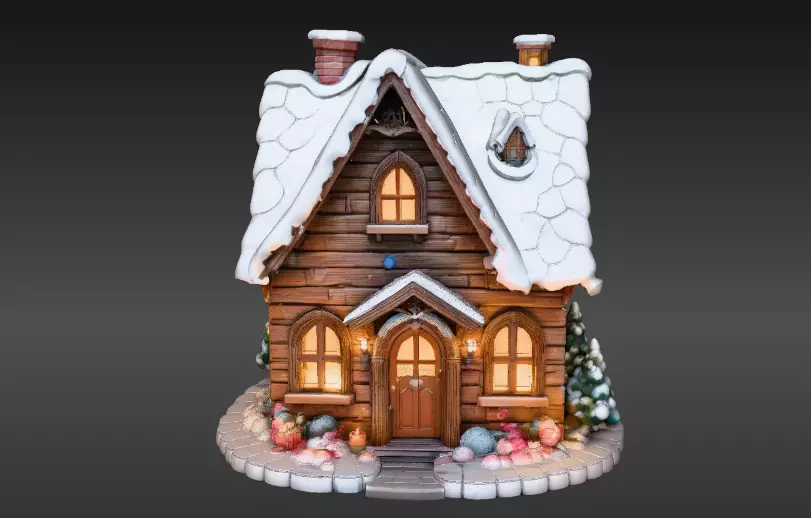 Cozy Winter Village House 3D Model Two Model Pack 3D model_12