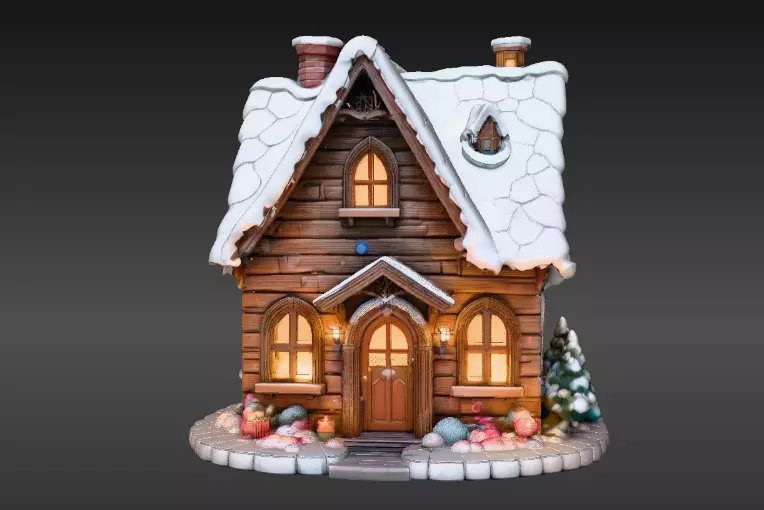 Cozy Winter Village House 3D Model Two Model Pack 3D model_8
