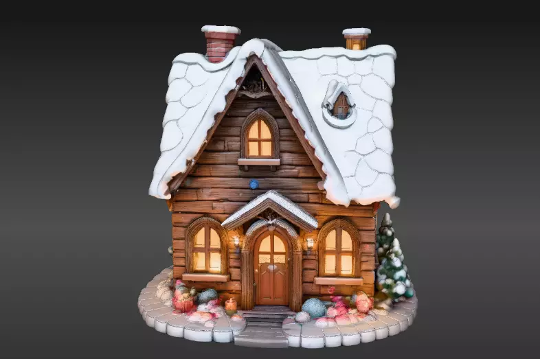 Cozy Winter Village House 3D Model Two Model Pack 3D model_10