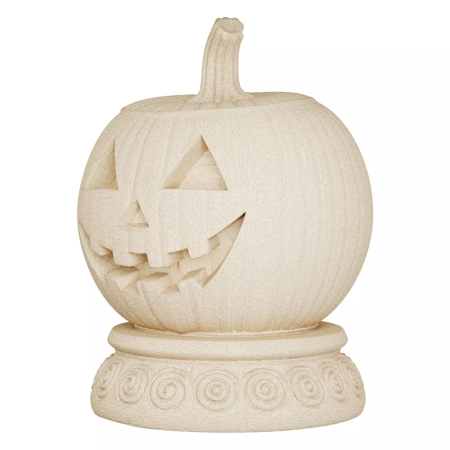 Spooky Pumpkin Light Statue 01 3d print and game ready Low-poly 3D model_4