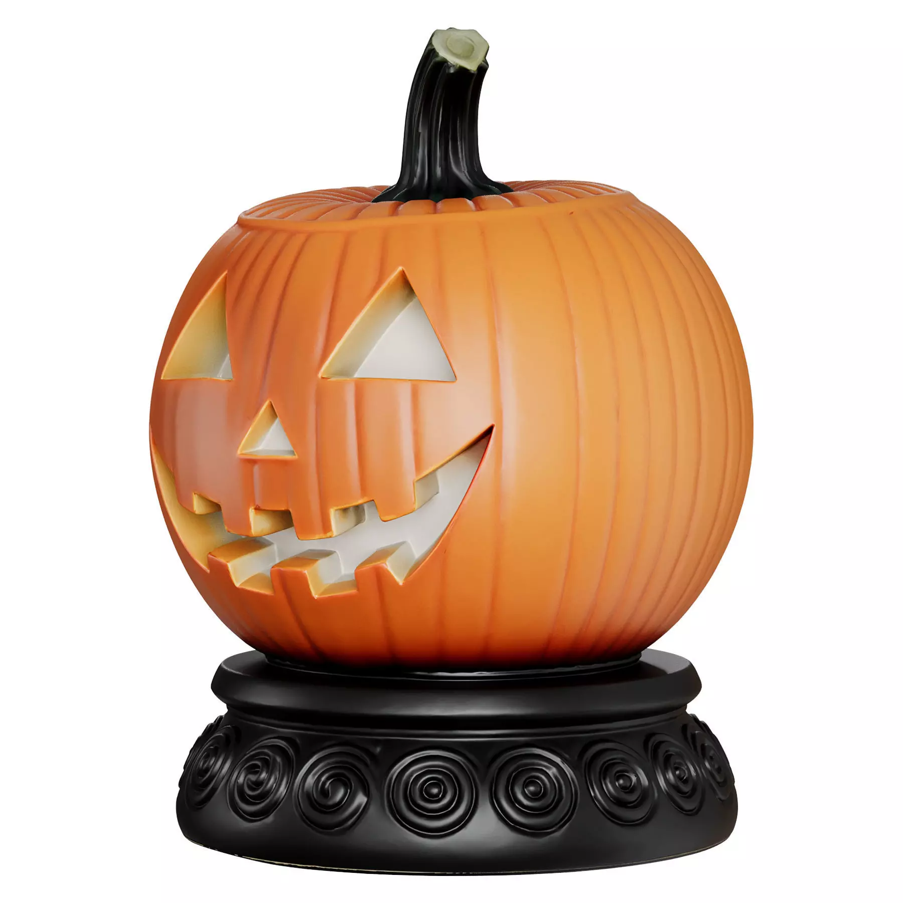 Spooky Pumpkin Light Statue 01 3d print and game ready Low-poly 3D model_2