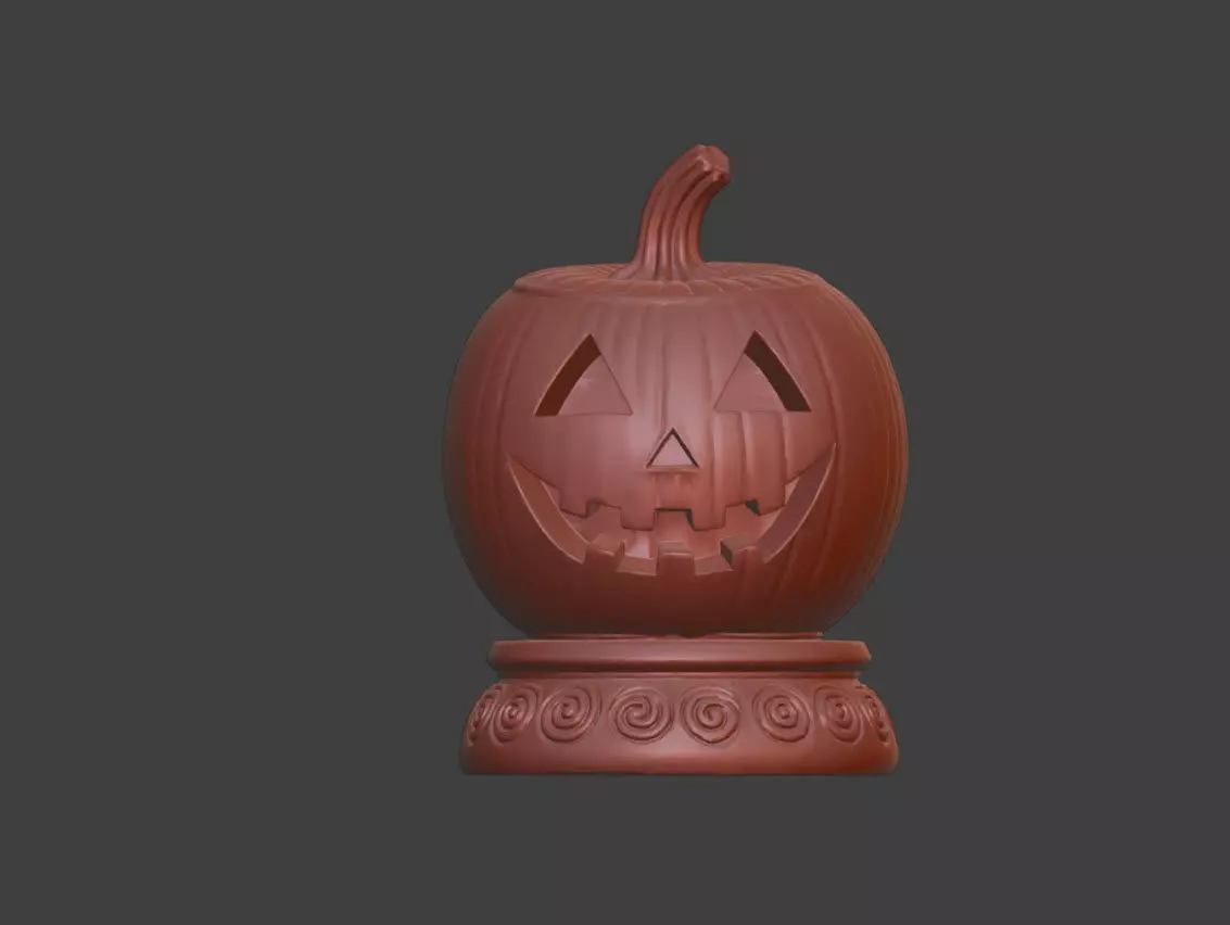Spooky Pumpkin Light Statue 01 3d print and game ready Low-poly 3D model_6