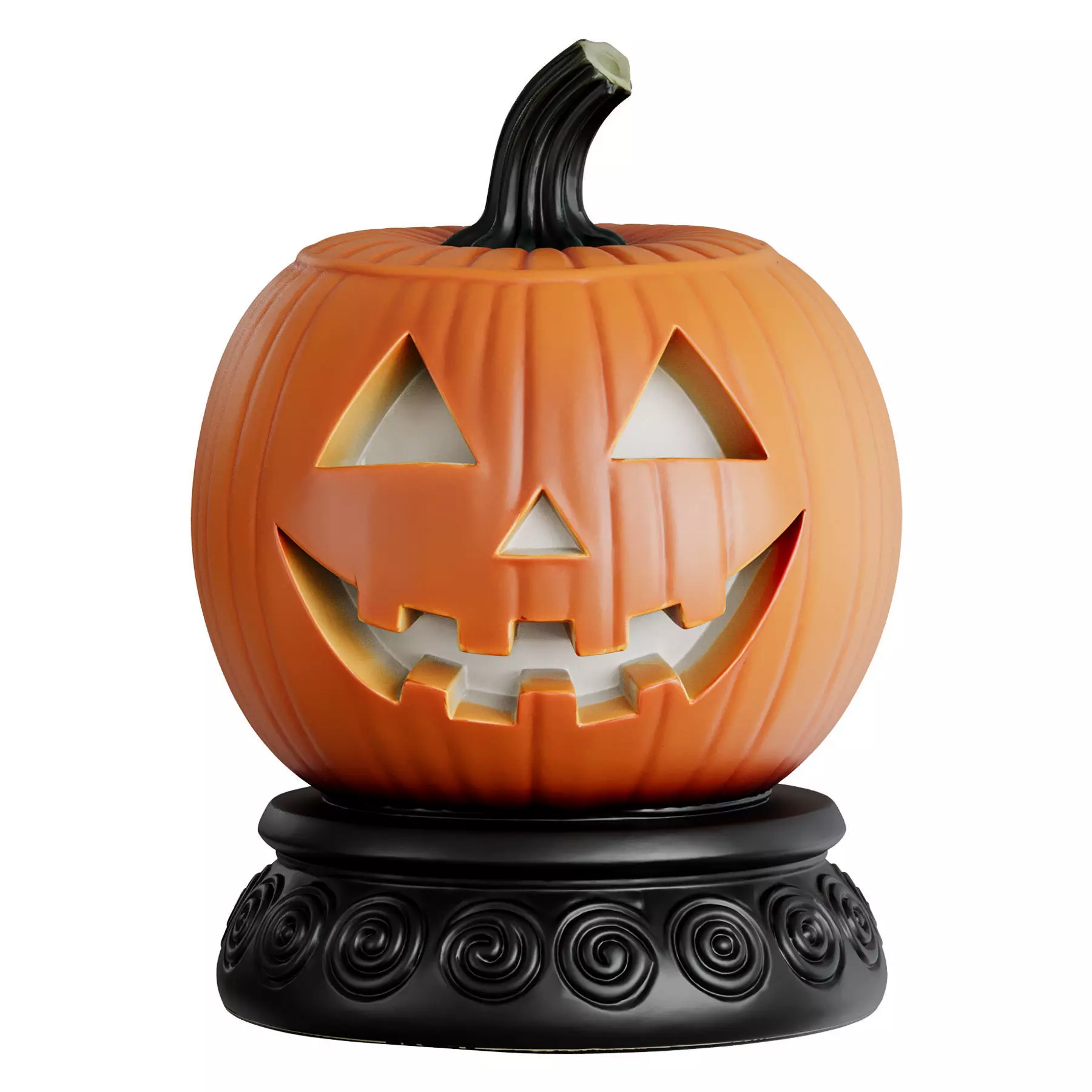 Spooky Pumpkin Light Statue 01 3d print and game ready Low-poly 3D model_1
