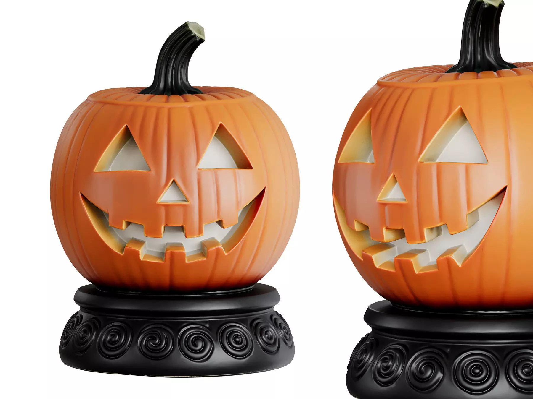 Spooky Pumpkin Light Statue 01 3d print and game ready Low-poly 3D model_0