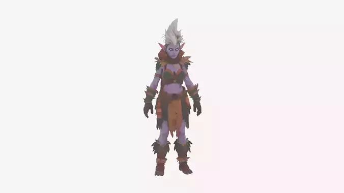 Detailed Agile Feral Night Elf Hunter 3D Model Worlde