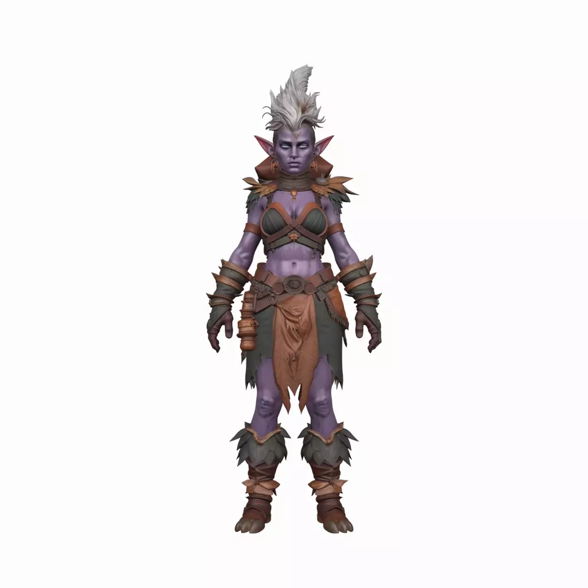 Detailed Agile Feral Night Elf Hunter 3D Model Worlde 3D model_5