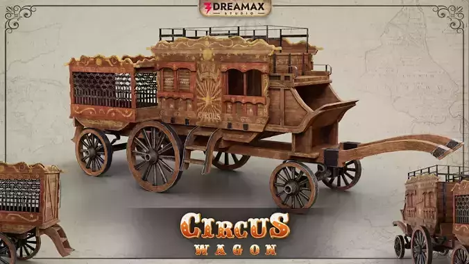 Medieval Circus Wagon - Handcrafted Vintage Fair Caravan 