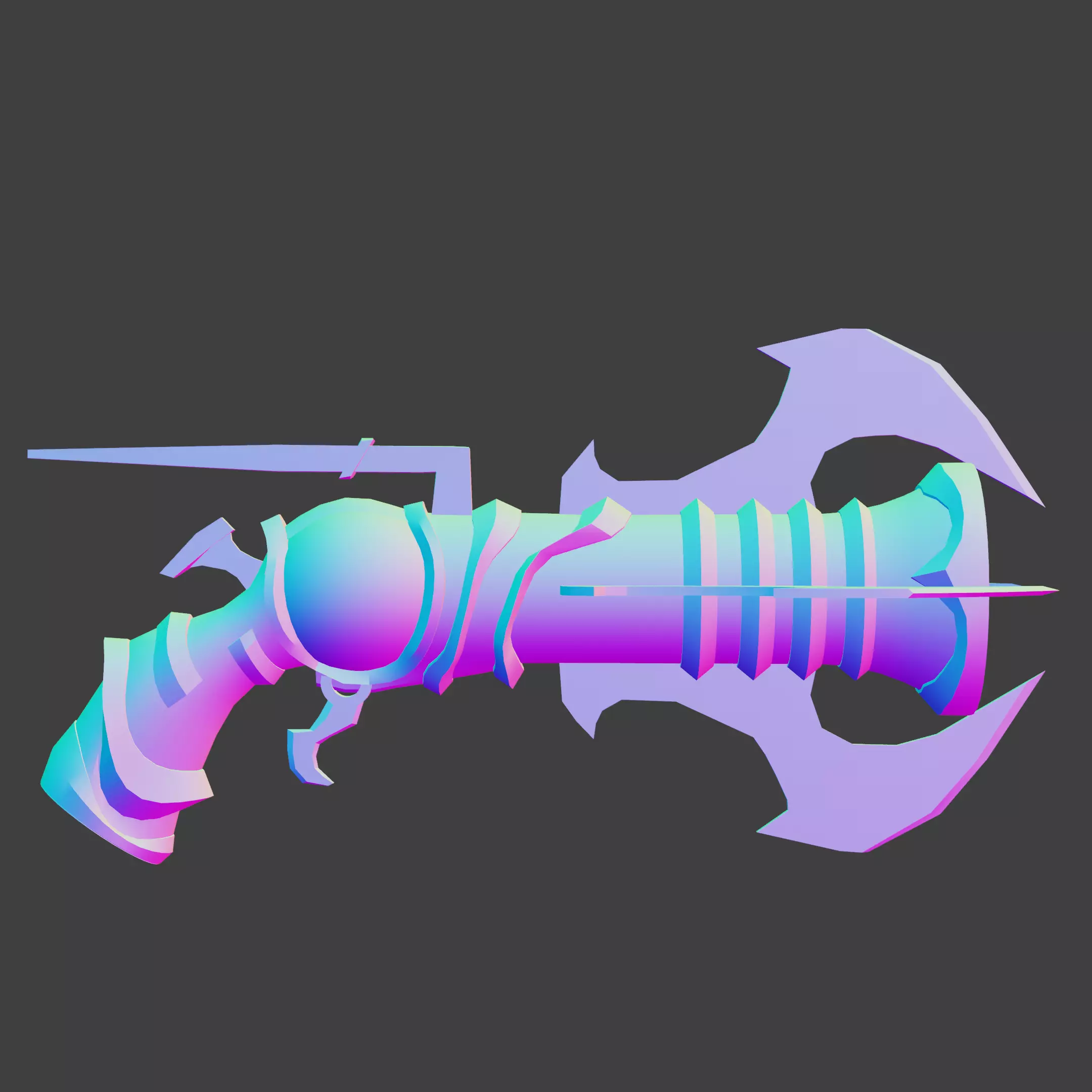 Stylized Low Poly Hand Canon Low-poly 3D model_9