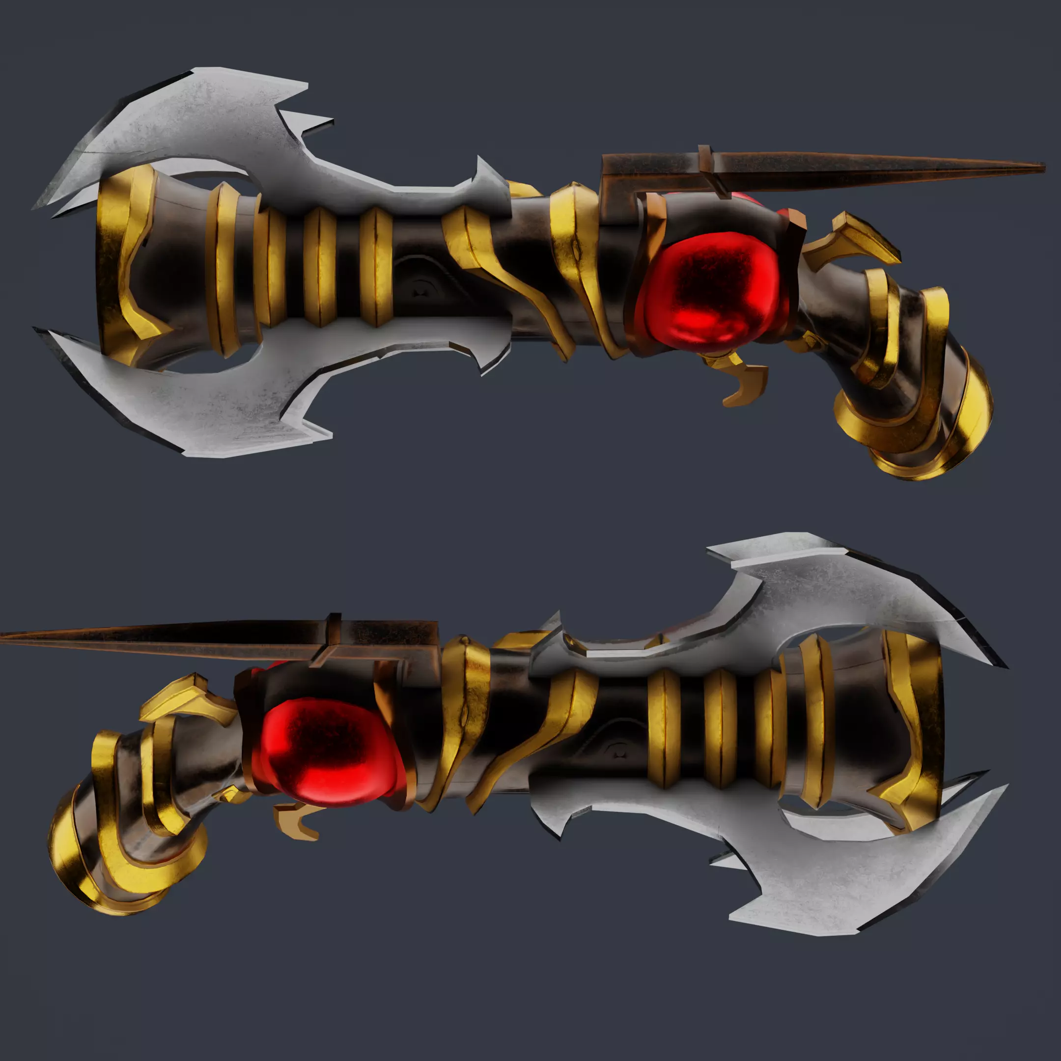 Stylized Low Poly Hand Canon Low-poly 3D model_2