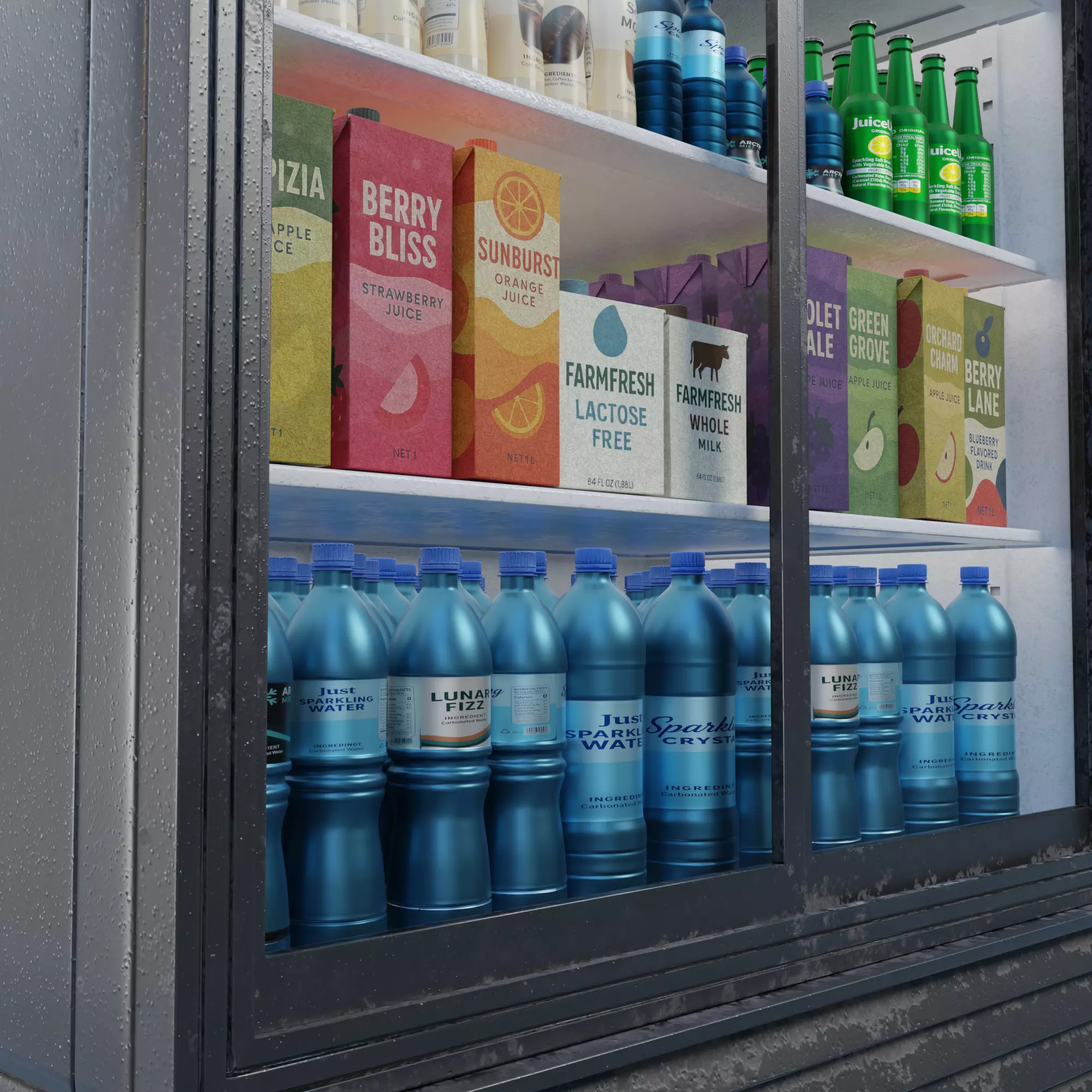 Commercial Double Door Display Fridge  Game Ready PBR Low-poly 3D model_2