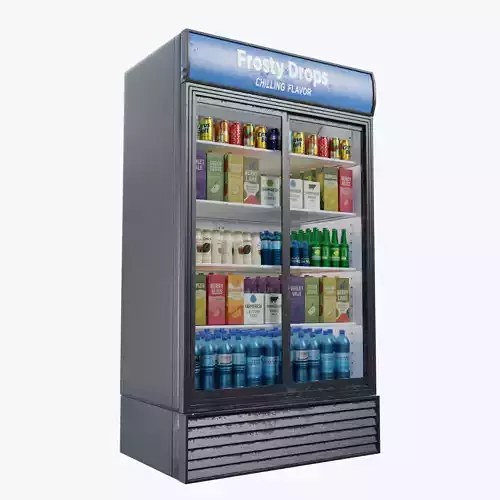 Commercial Double Door Display Fridge  Game Ready PBR