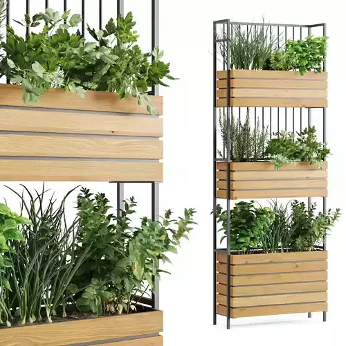 Herb Shelf with Wooden Boxes
