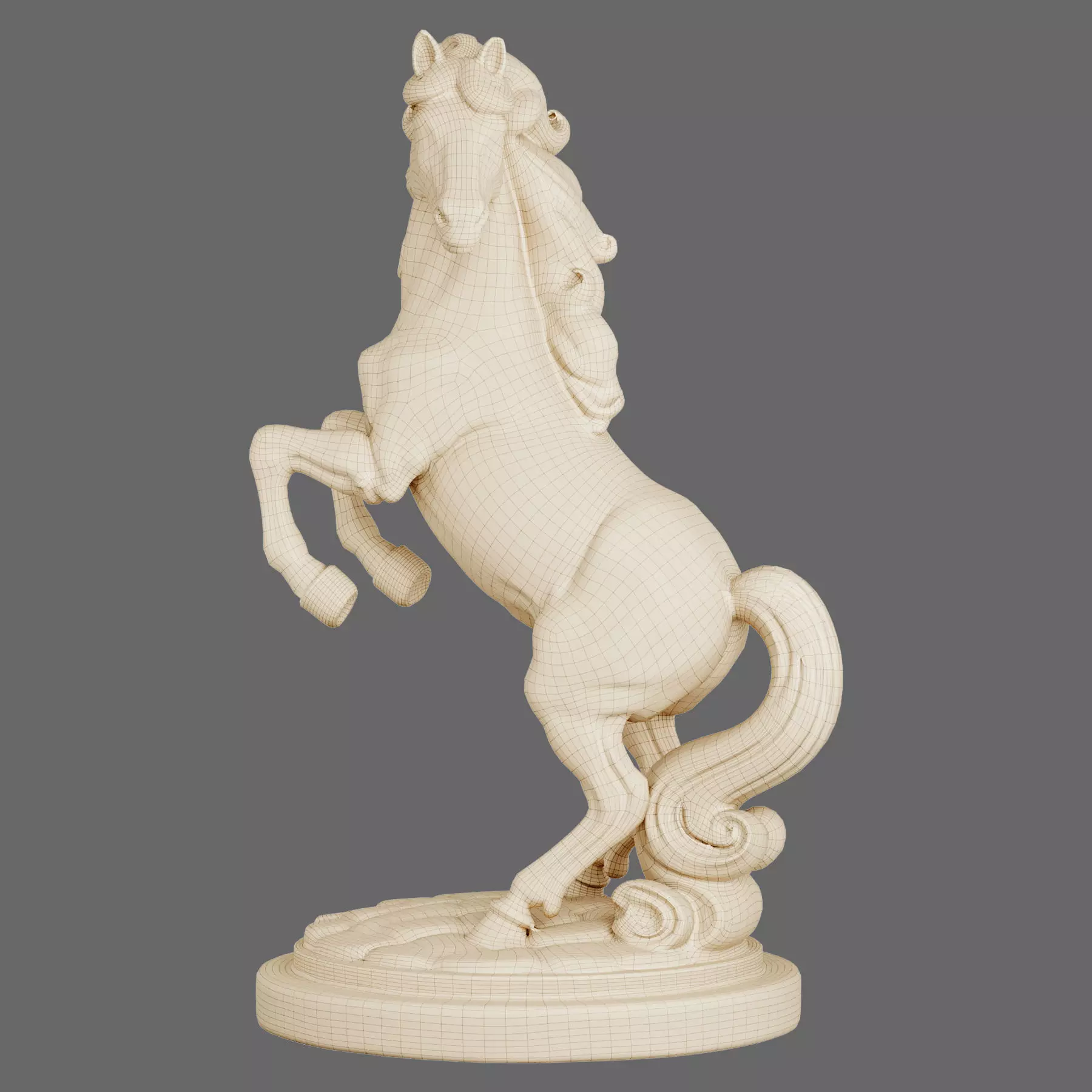 Classic Horse Sculpture Low-poly 3D model_6