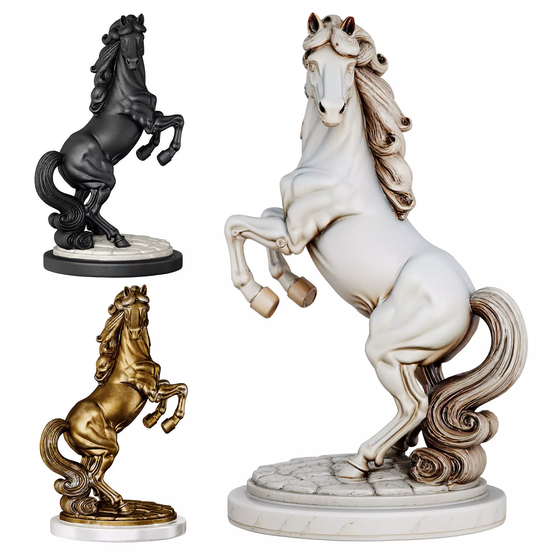 Classic Horse Sculpture Low-poly 3D model_1