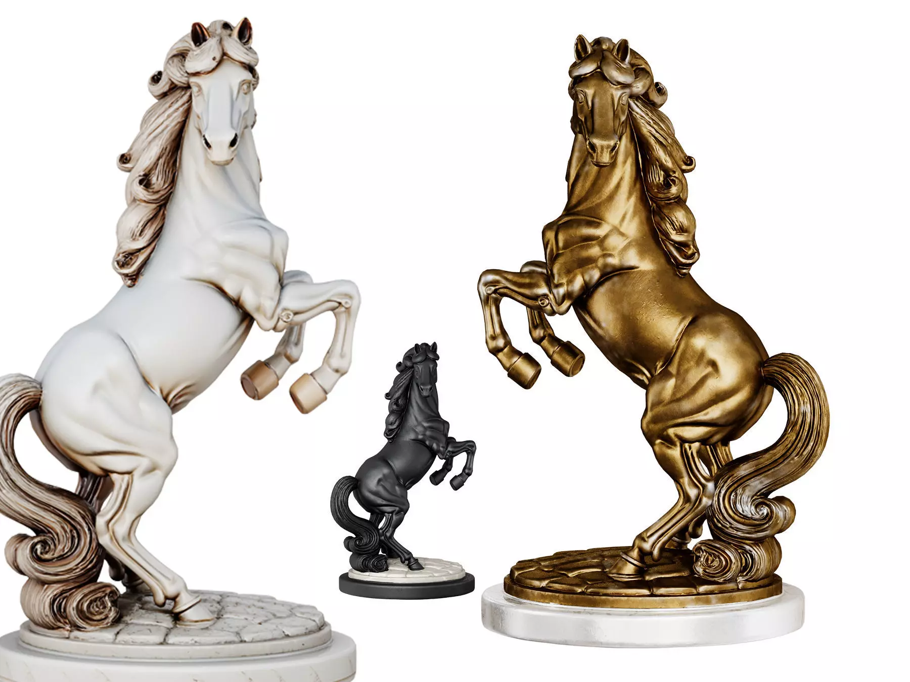 Classic Horse Sculpture Low-poly 3D model_0