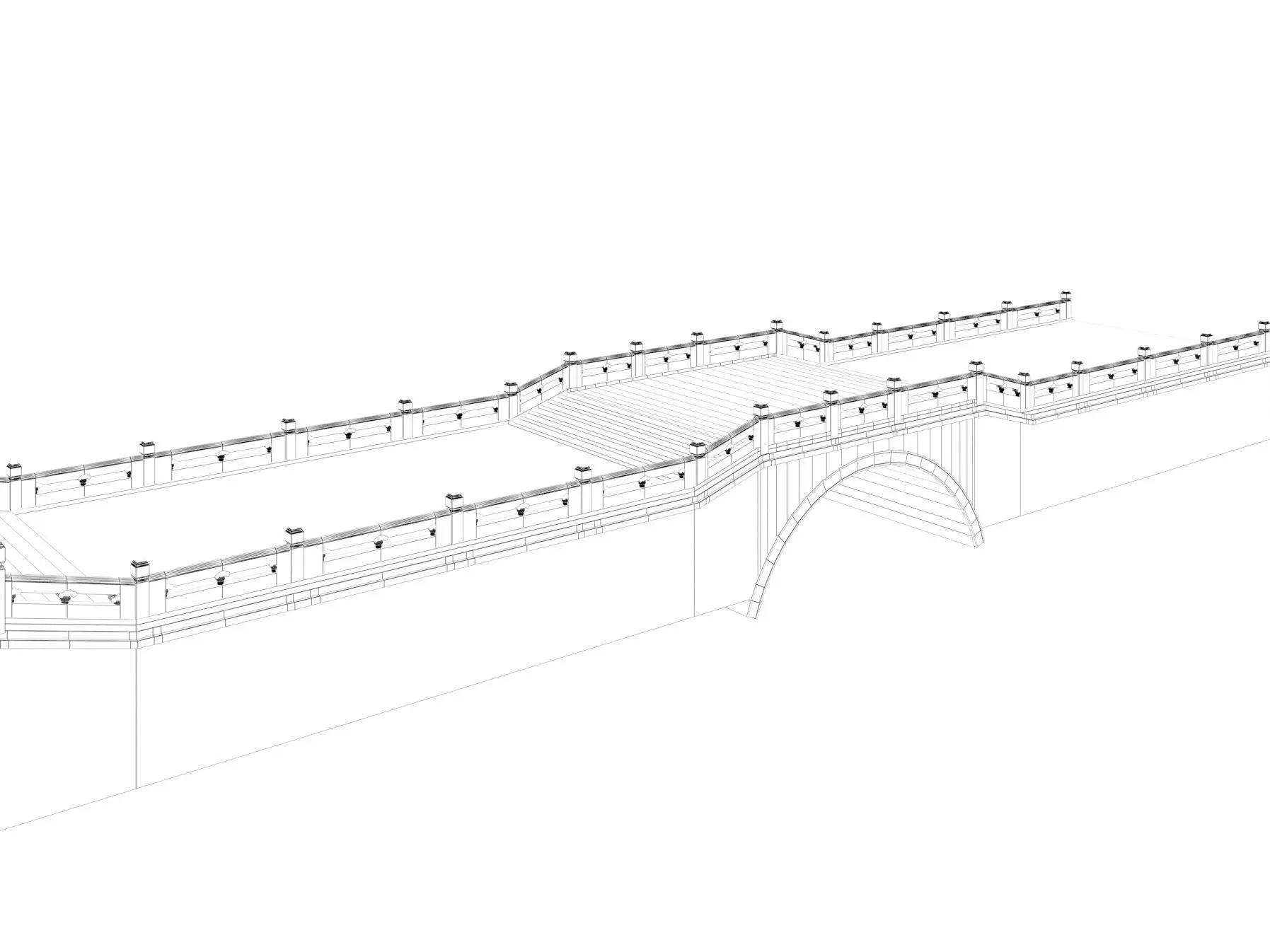Chinese Stone Arch Bridge 3D model_14