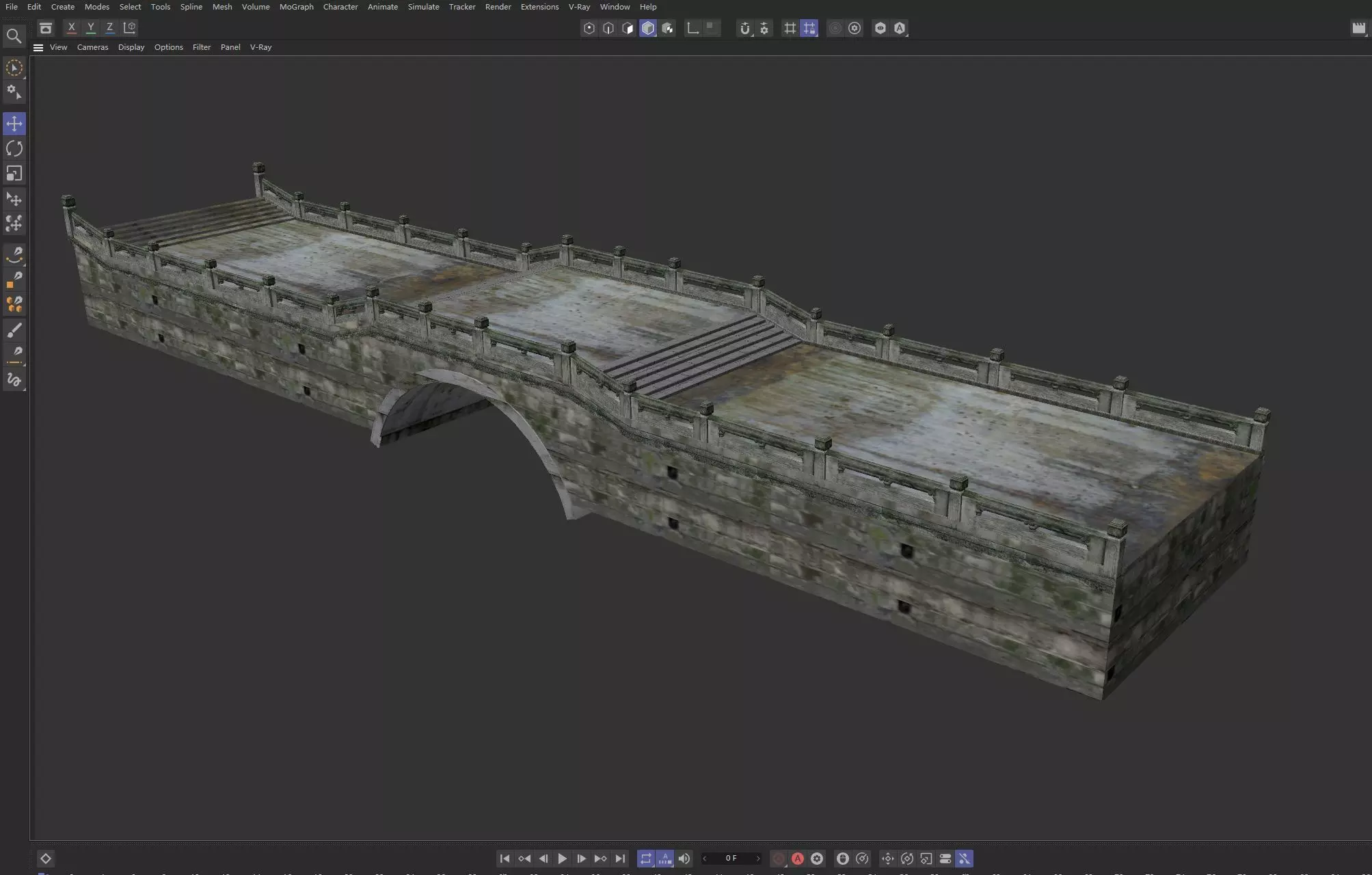 Chinese Stone Arch Bridge 3D model_6
