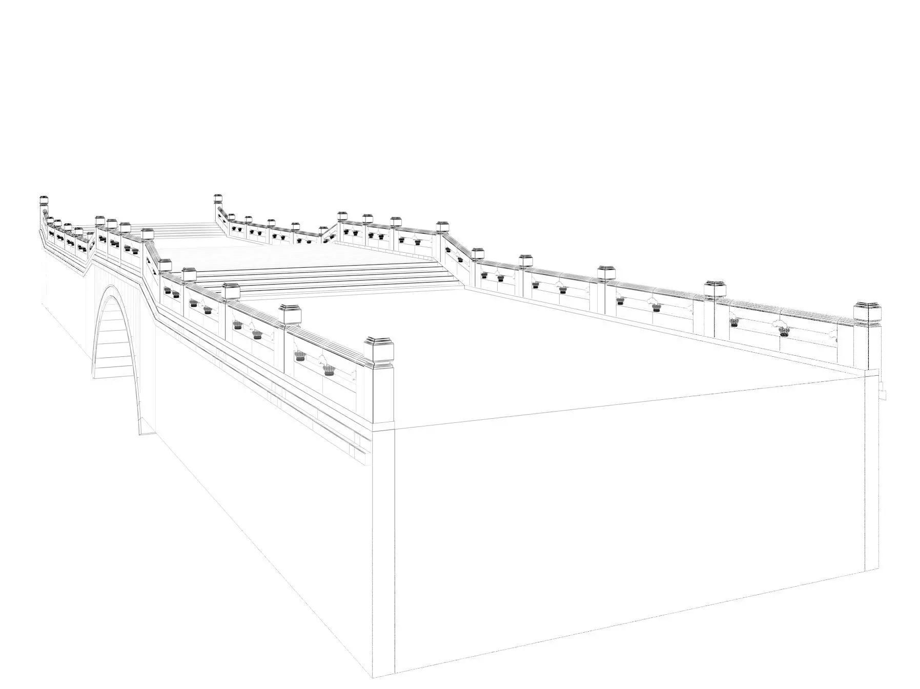 Chinese Stone Arch Bridge 3D model_12