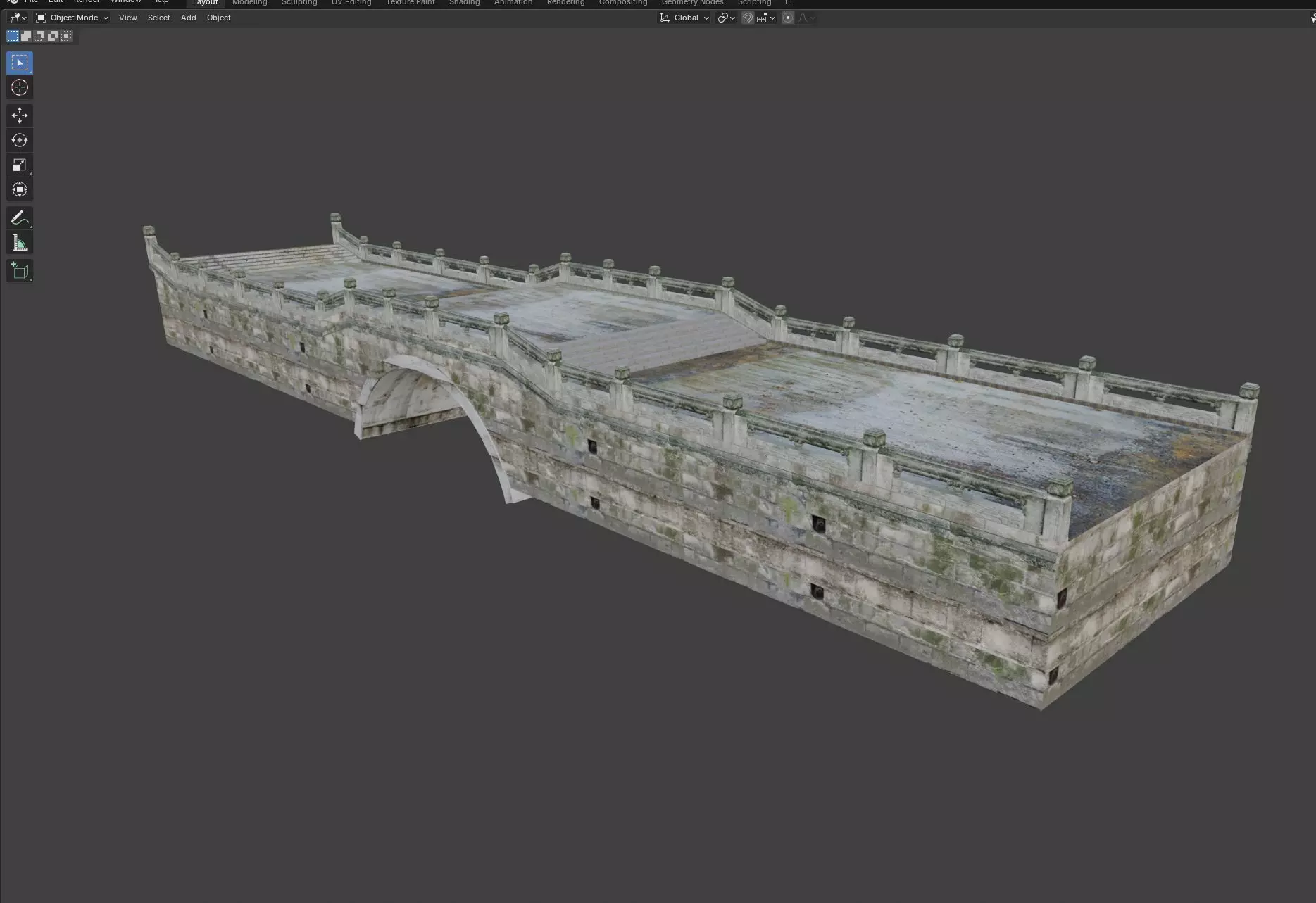 Chinese Stone Arch Bridge 3D model_8