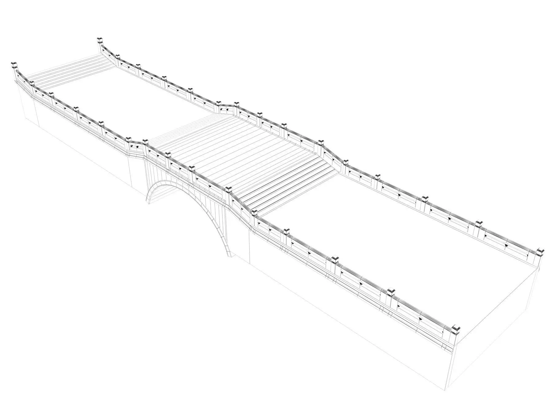 Chinese Stone Arch Bridge 3D model_11
