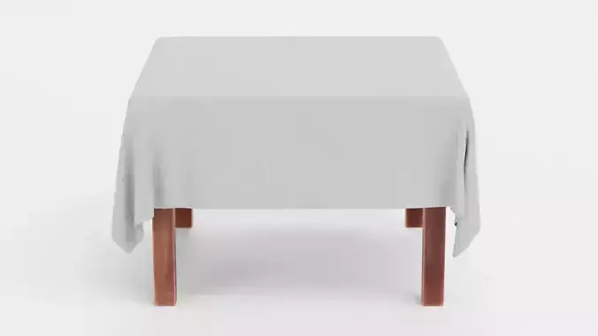 Tablecloth with Square Table - Realistic Dining Set 3D model