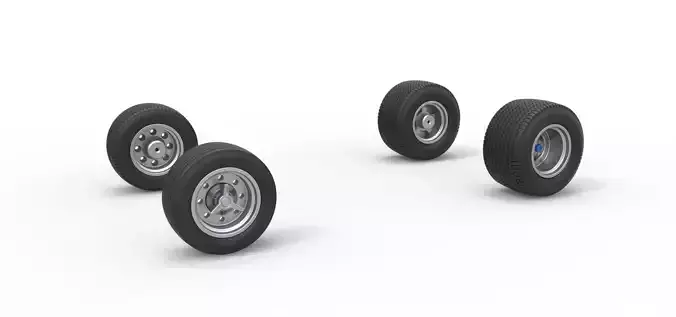 Wheel set of Northeast Dirt Modified stock car V5 Scale 1 to 25