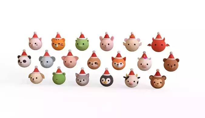 Cute Christmas Animal Head Pack 01