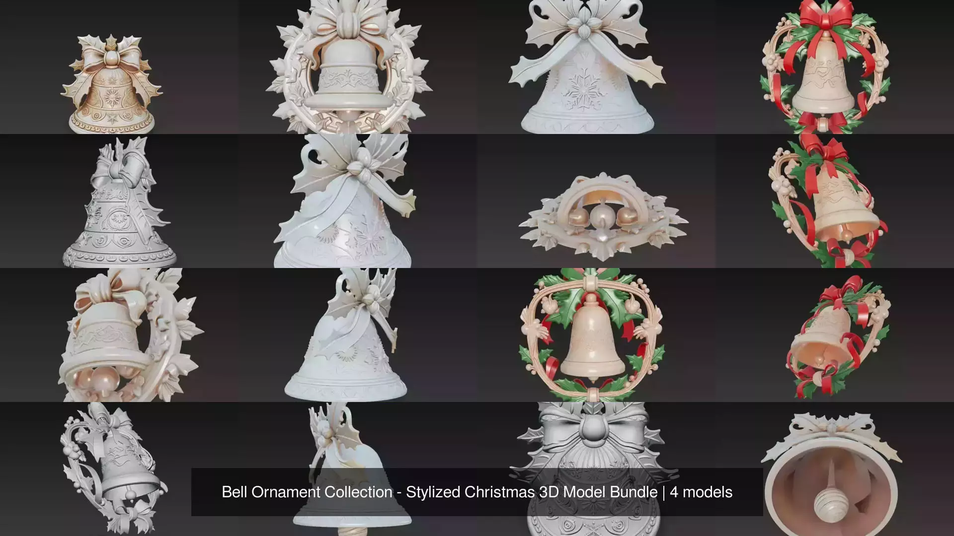 Bell Ornament Collection - Stylized Christmas 3D Model Bundle _0