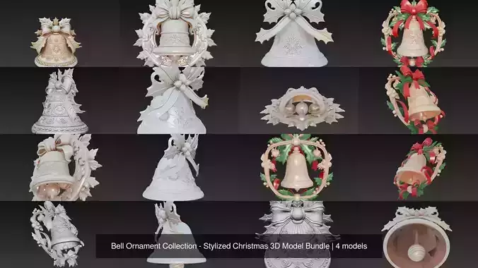 Bell Ornament Collection - Stylized Christmas 3D Model Bundle 