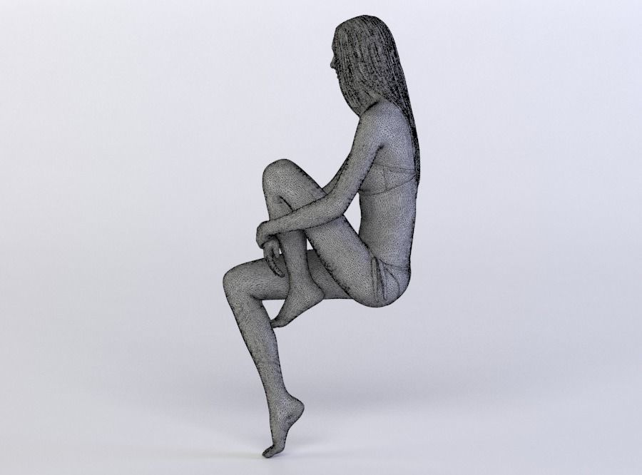 Janna 0388 Woman sitting holding one leg 3D model_5