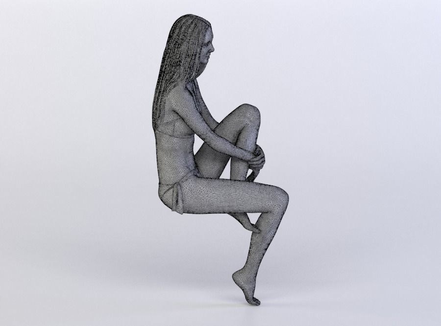 Janna 0388 Woman sitting holding one leg 3D model_7