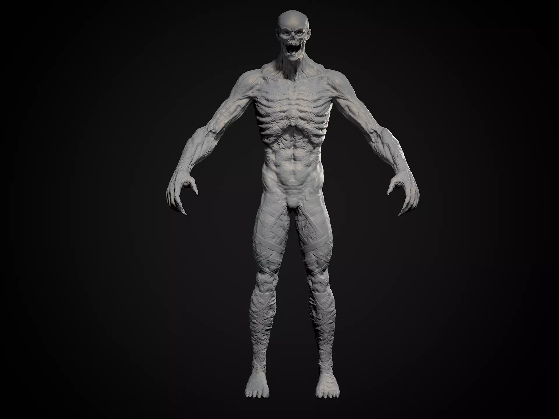 Highpoly Zombie basemesh Mesh Zbrush project Low-poly 3D model_2