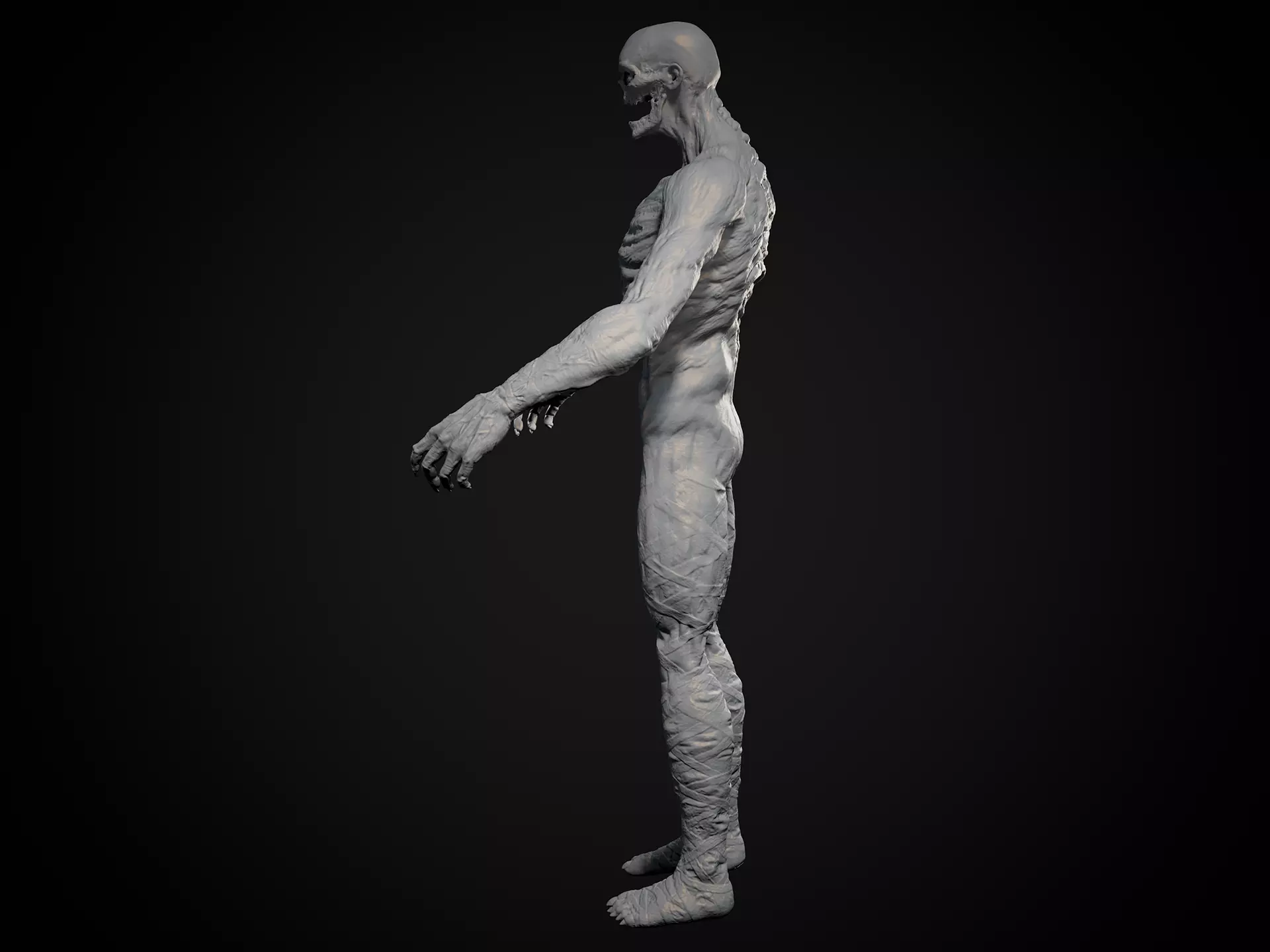 Highpoly Zombie basemesh Mesh Zbrush project Low-poly 3D model_9