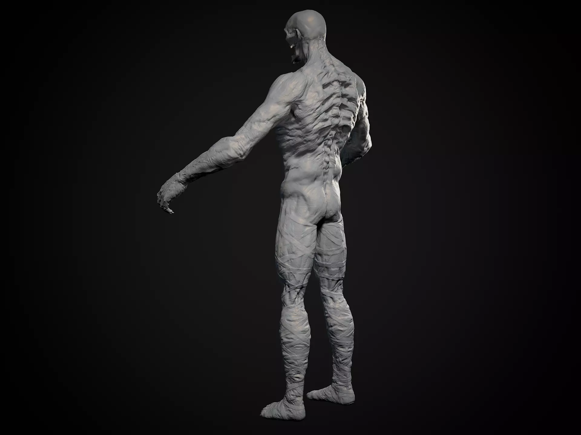 Highpoly Zombie basemesh Mesh Zbrush project Low-poly 3D model_8