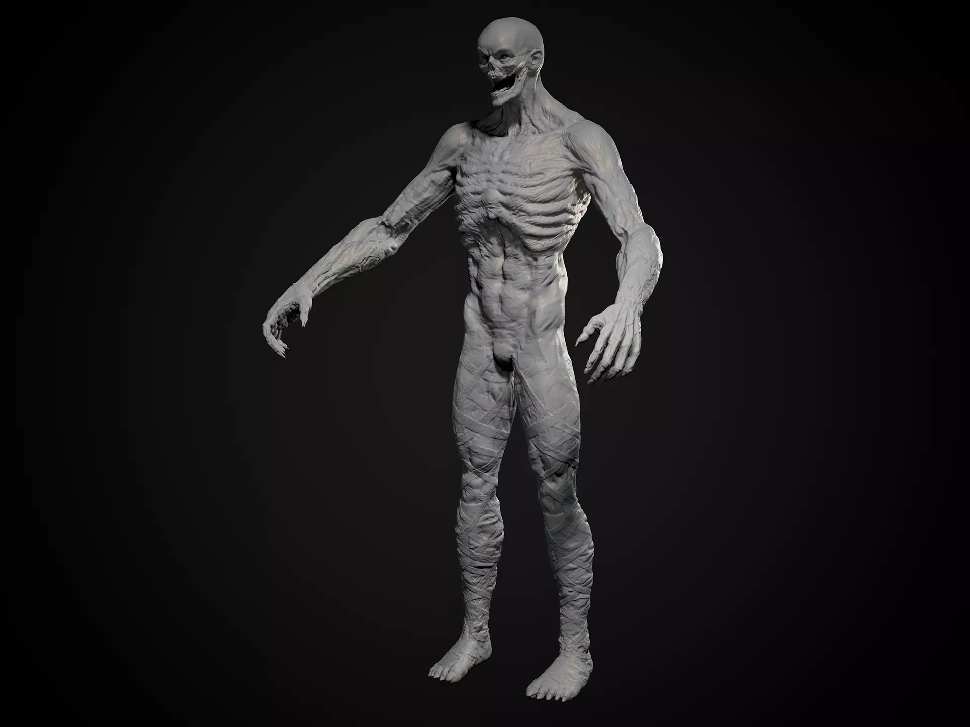 Highpoly Zombie basemesh Mesh Zbrush project Low-poly 3D model_11