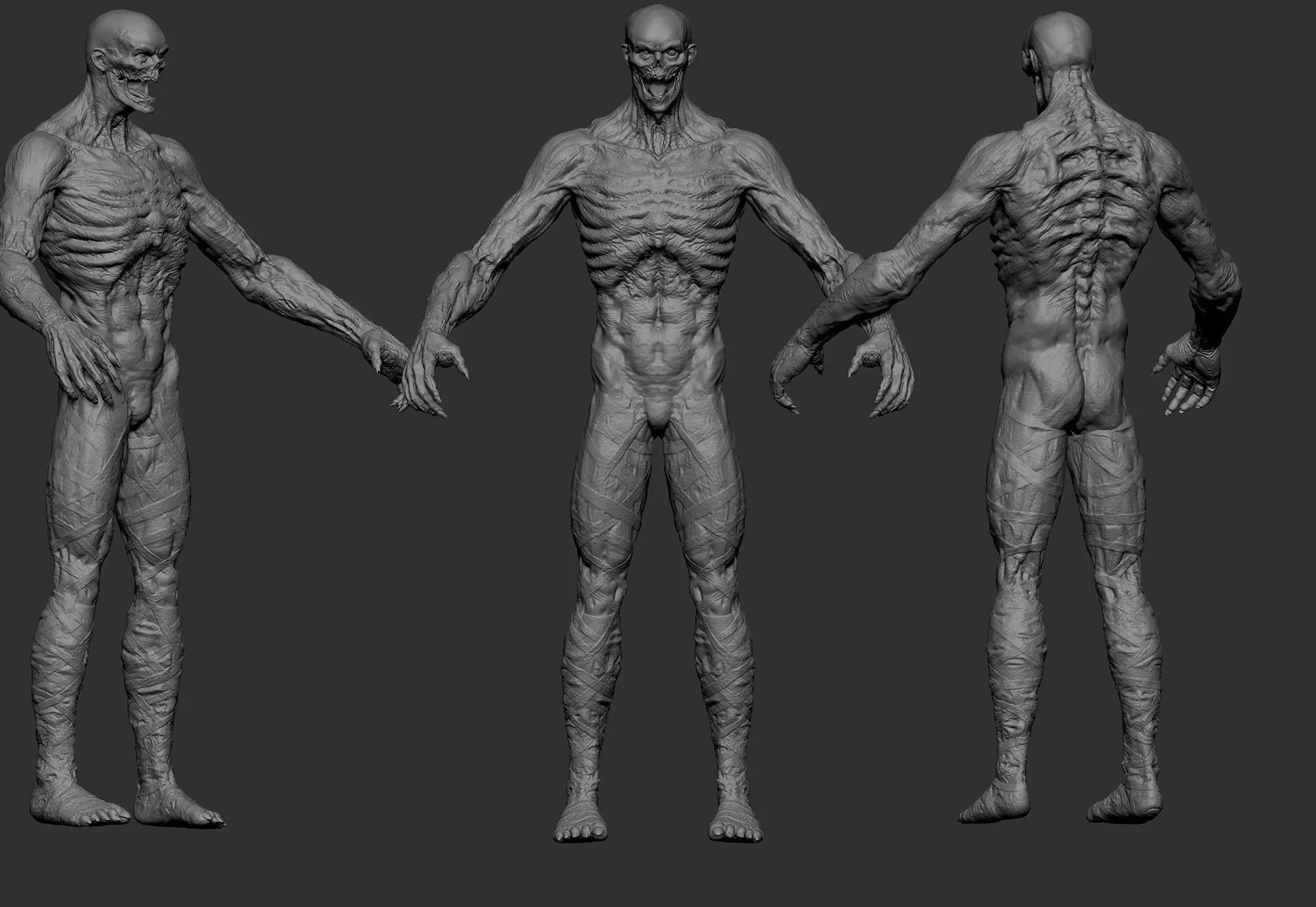Highpoly Zombie basemesh Mesh Zbrush project Low-poly 3D model_1