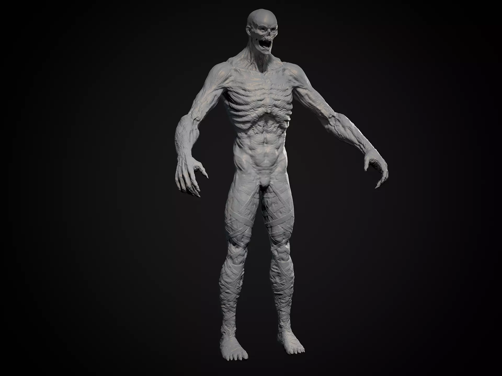 Highpoly Zombie basemesh Mesh Zbrush project Low-poly 3D model_3