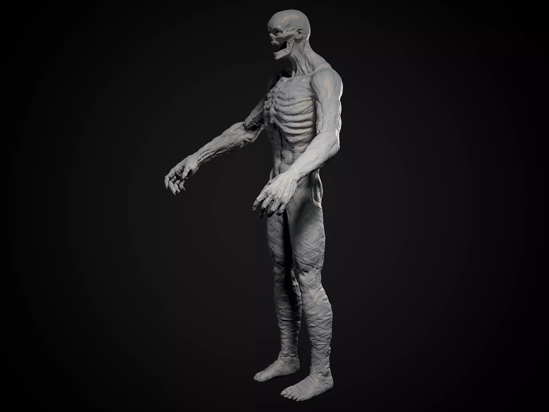 Highpoly Zombie basemesh Mesh Zbrush project Low-poly 3D model_10