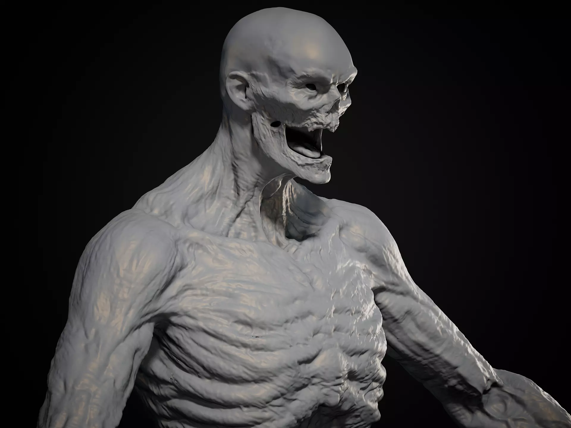 Highpoly Zombie basemesh Mesh Zbrush project Low-poly 3D model_14