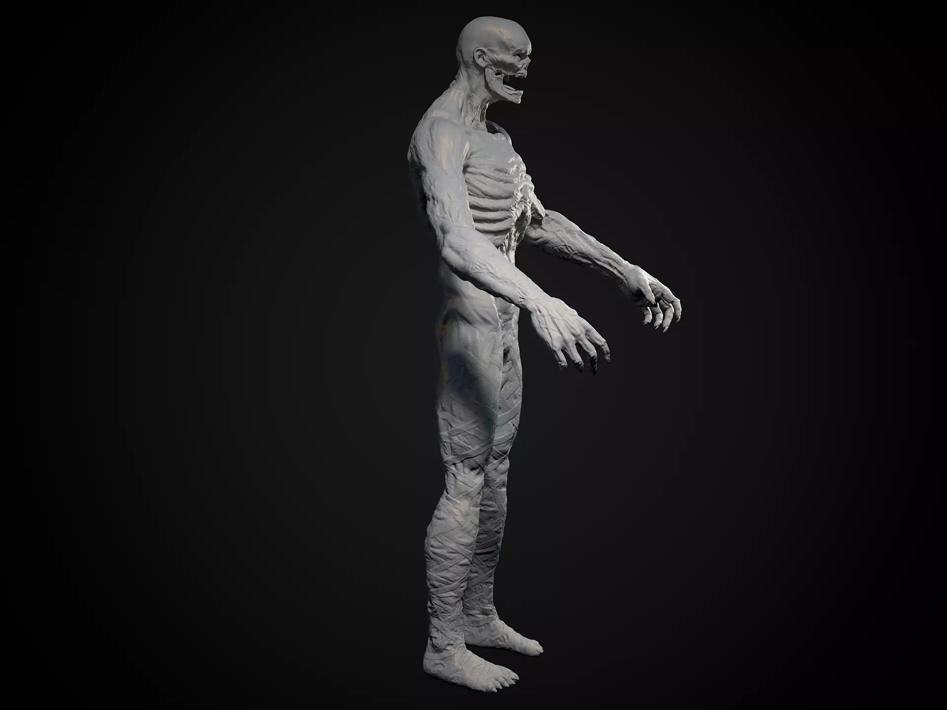 Highpoly Zombie basemesh Mesh Zbrush project Low-poly 3D model_5