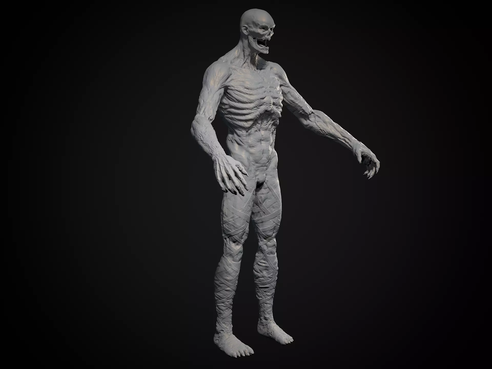Highpoly Zombie basemesh Mesh Zbrush project Low-poly 3D model_4