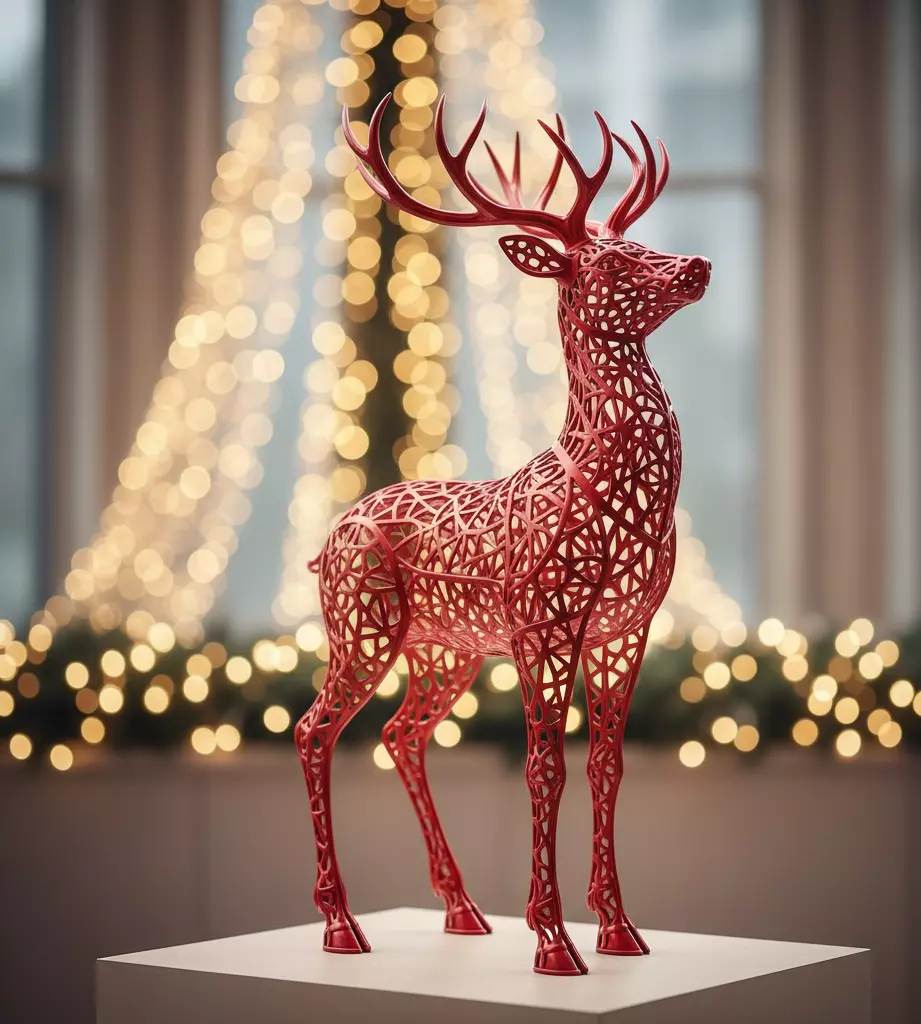 Geometric Reindeer Sculpture 3D print model_0