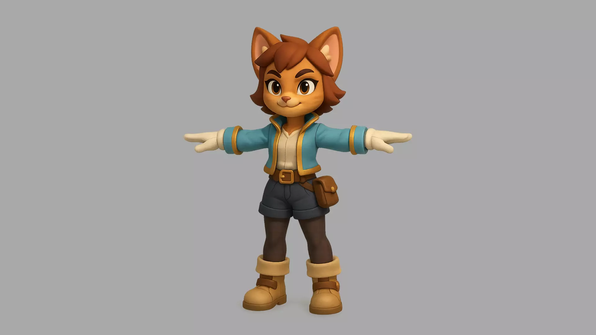 Cat Girl 3D Character Low-poly 3D model_0