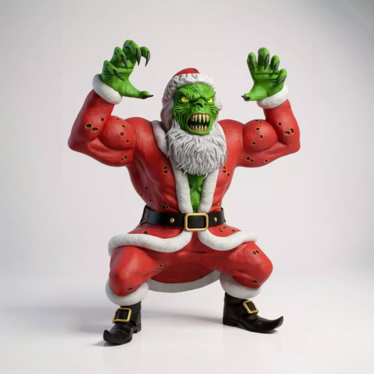 the grinch santa claus swole body figure 3D print model_1