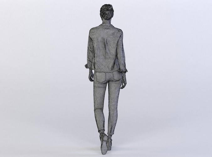 Janna 0375 Woman in a plaid shirt walking