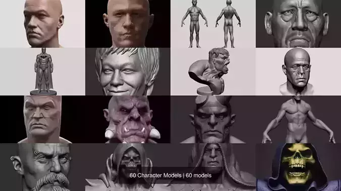 60 Character Models 3D Model Collection
