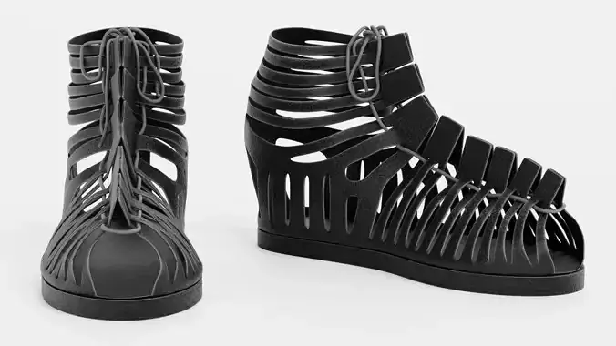 Black Leather Sandal Shoes