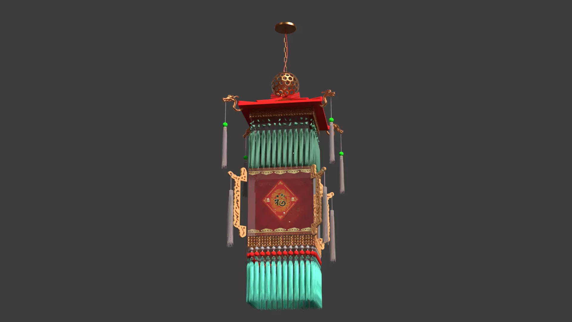 Chinese palace lantern 3D model_8